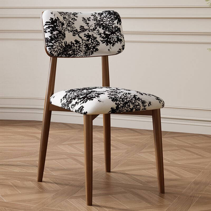 Modern Upholstered Side Chair with Open-Back Design and Wood Legs