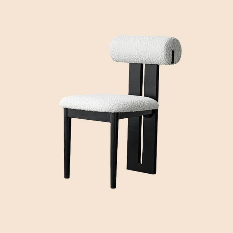 Modern Upholstered Side Chair with Open-Back Design and Wood Legs