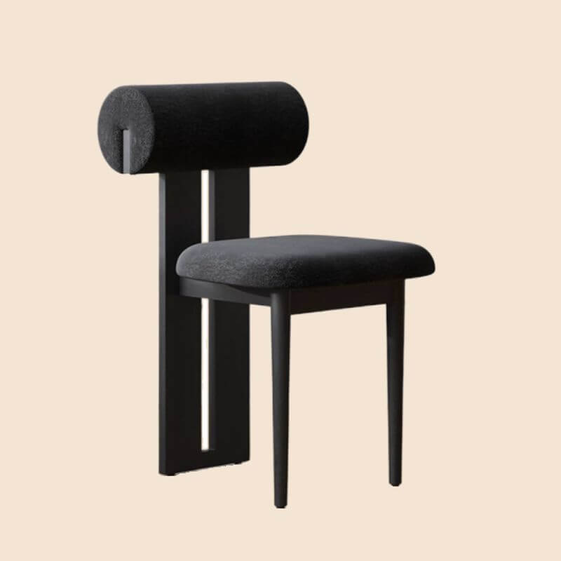 Modern Upholstered Side Chair with Open-Back Design and Wood Legs