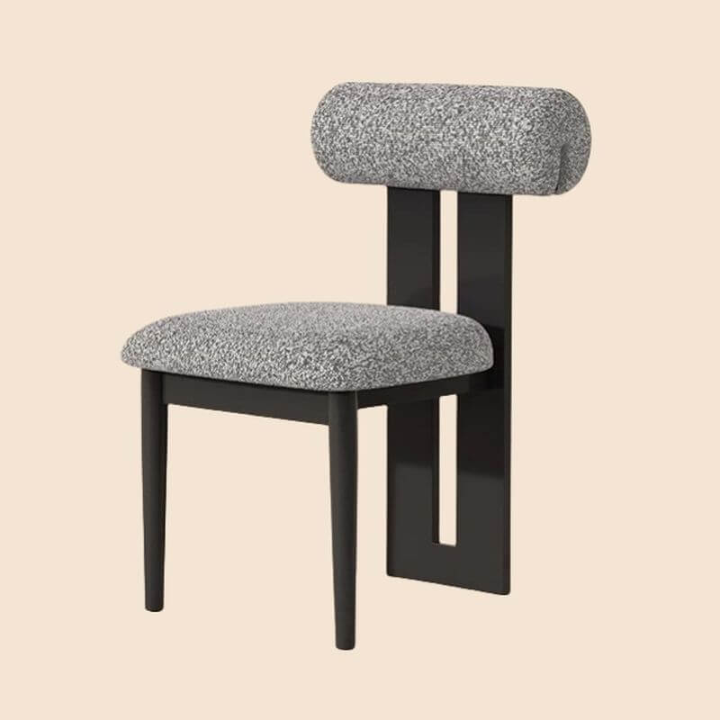 Modern Upholstered Side Chair with Open-Back Design and Wood Legs