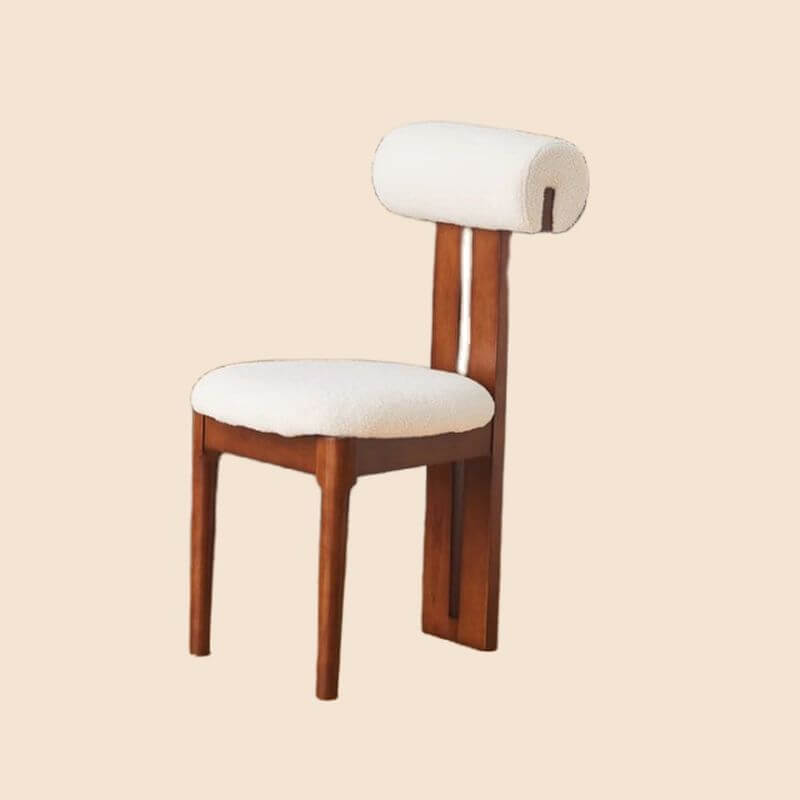 Modern Upholstered Side Chair with Open-Back Design and Wood Legs