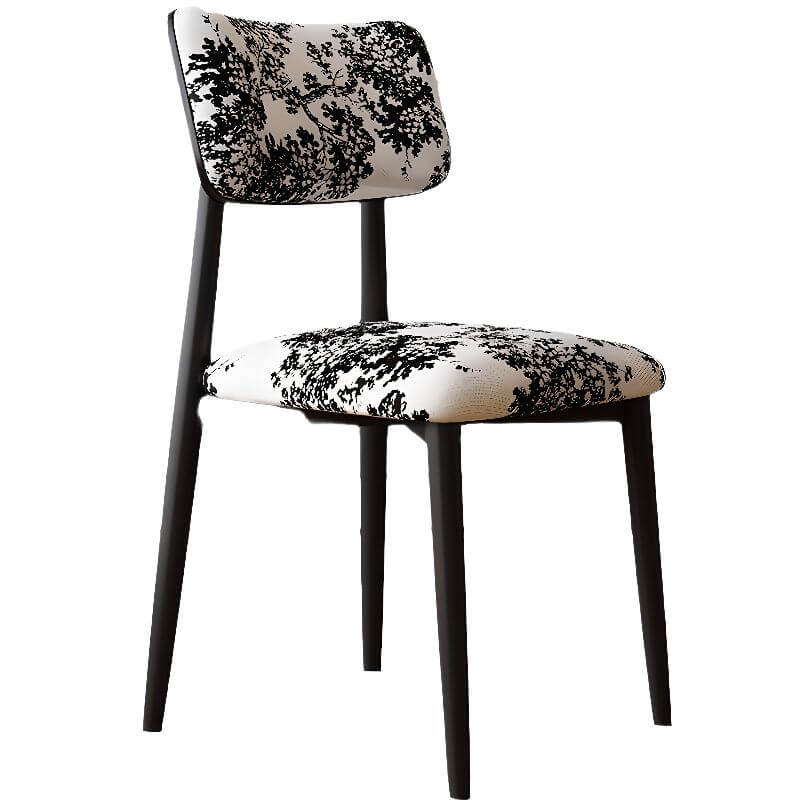Modern Upholstered Side Chair with Open-Back Design and Wood Legs