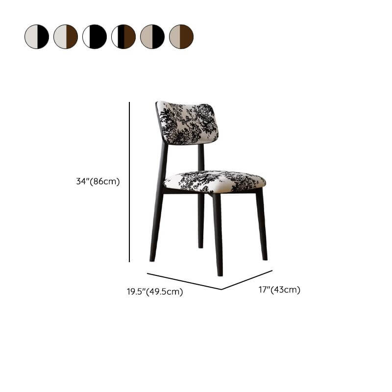 Modern Upholstered Side Chair with Open-Back Design and Wood Legs Dimensions