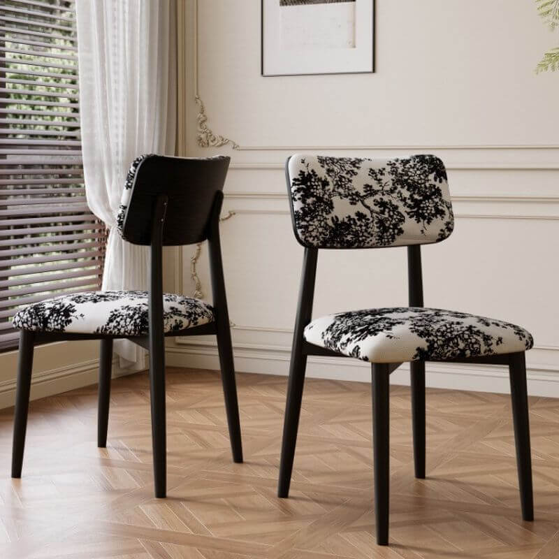 Modern Upholstered Side Chair with Open-Back Design and Wood Legs Main Product Image Main image