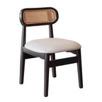 Modern Upholstered Side Chair with Open Wood Back and Tapered Legs