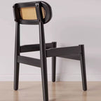 Modern Upholstered Side Chair with Open Wood Back and Tapered Legs