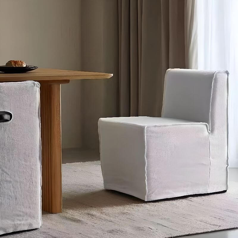 Modern Upholstered Side Chair with Solid Back and Wood Legs Main Product Image