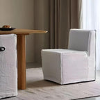 Modern Upholstered Side Chair with Solid Back and Wood Legs Main Product Image
