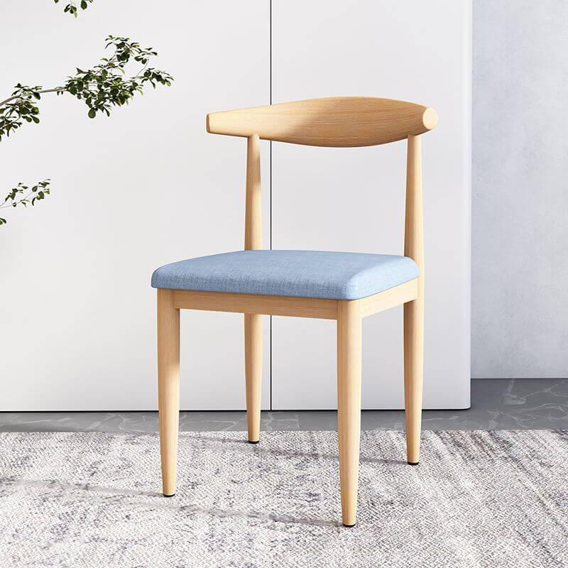 Modern Upholstered Side Chair with Ventilated Back and Metal Legs