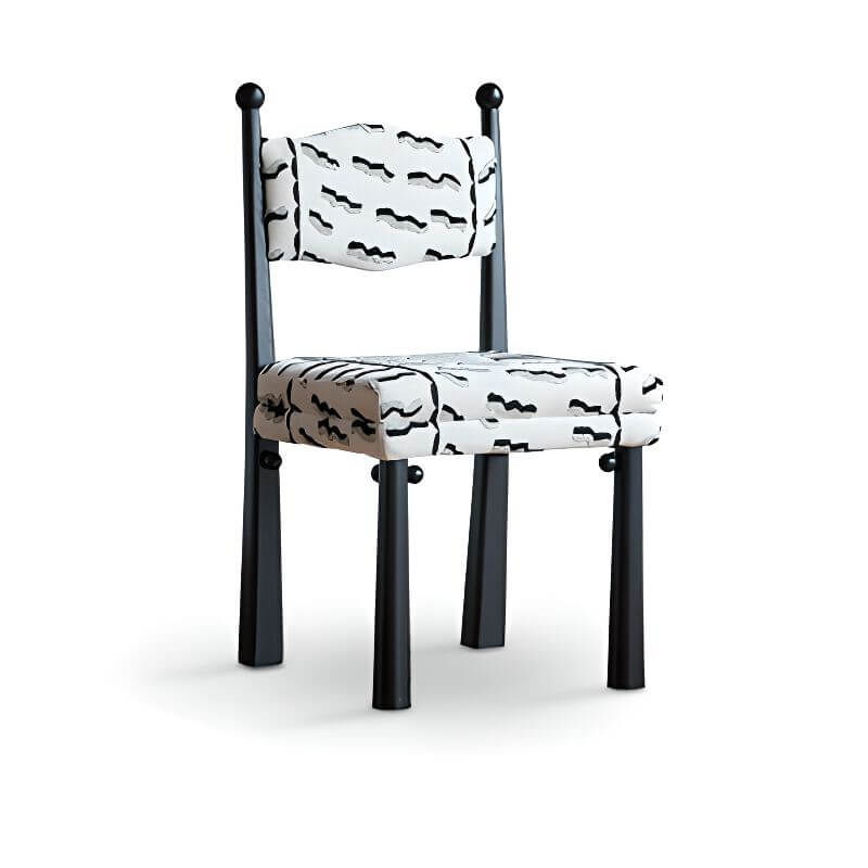 Modern Upholstered Side Chair with Ventilated Back and Wood Legs
