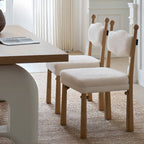 Modern Upholstered Side Chair with Ventilated Back and Wood Legs