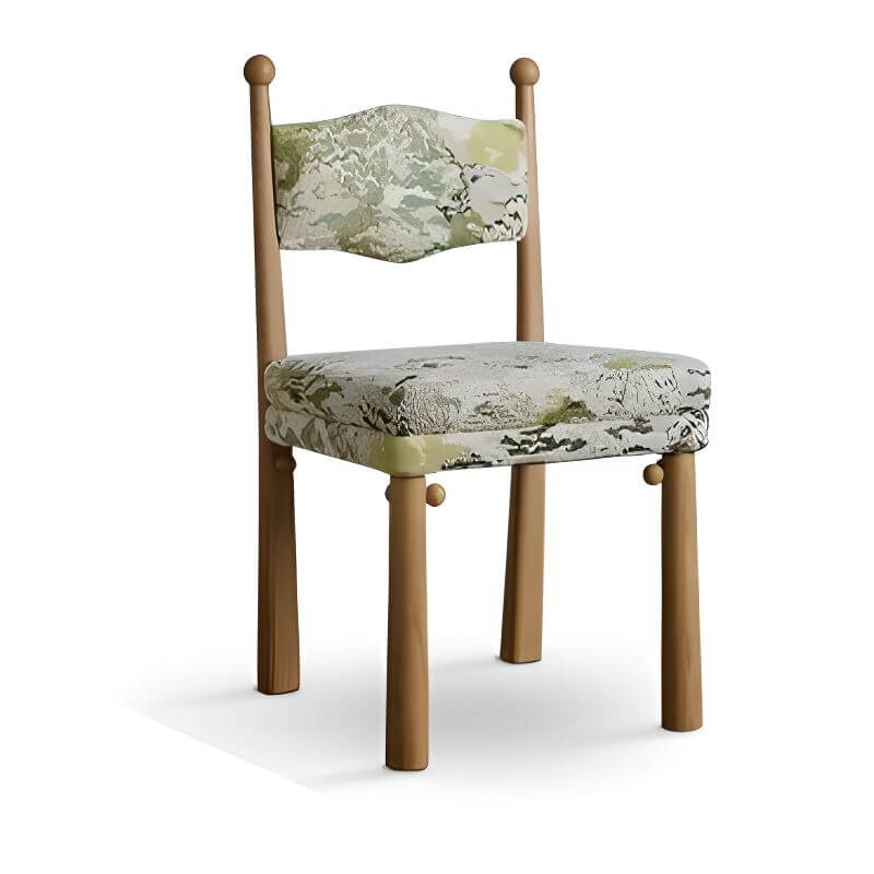 Modern Upholstered Side Chair with Ventilated Back and Wood Legs