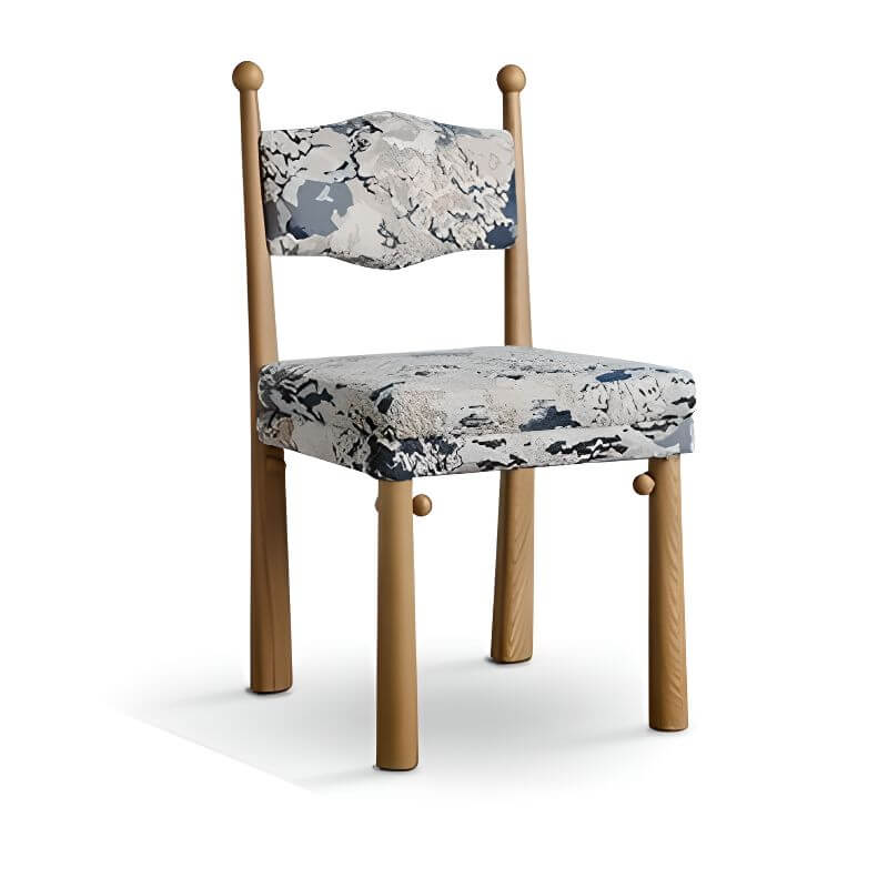 Modern Upholstered Side Chair with Ventilated Back and Wood Legs