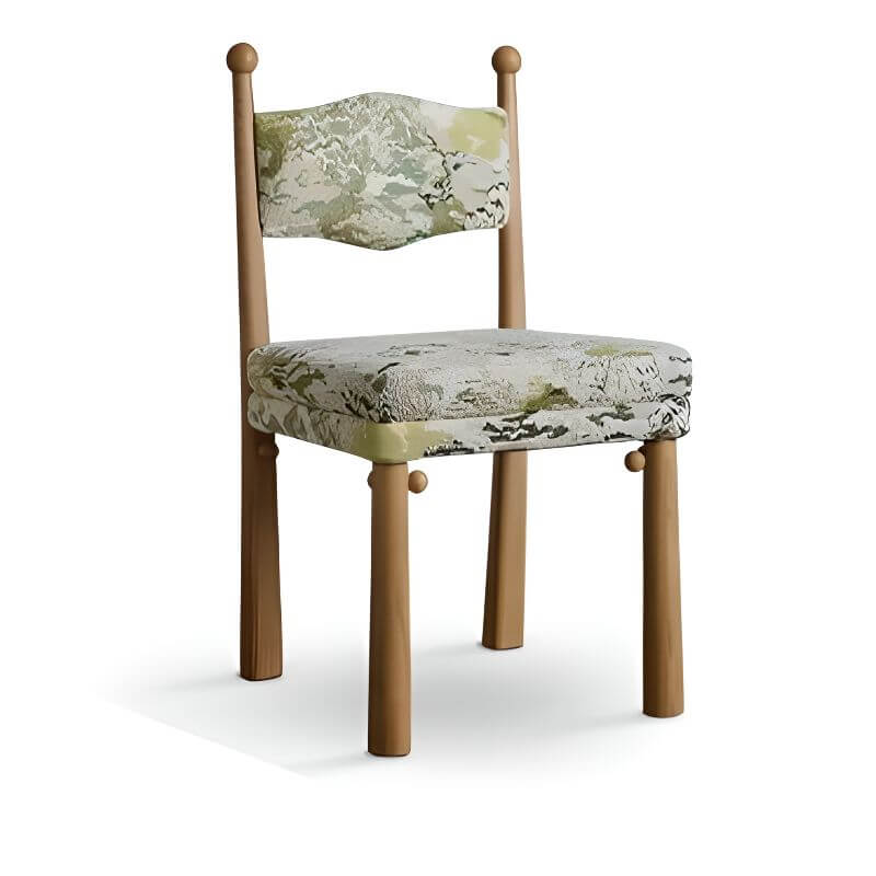 Modern Upholstered Side Chair with Ventilated Back and Wood Legs