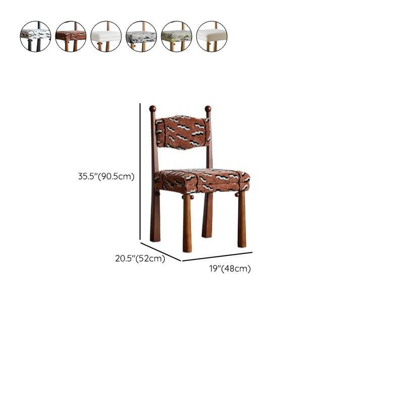 Modern Upholstered Side Chair with Ventilated Back and Wood Legs Dimensions