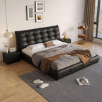 Modern Upholstered Tufted Panel Bed – Black