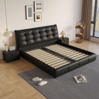 Modern Upholstered Tufted Panel Bed – Black