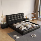 Modern Upholstered Tufted Panel Bed – Black