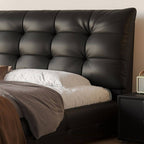 Modern Upholstered Tufted Panel Bed – Black