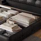 Modern Upholstered Tufted Panel Bed – Black