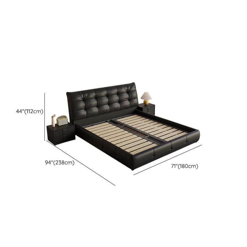 Modern Upholstered Tufted Panel Bed – Black Dimensions