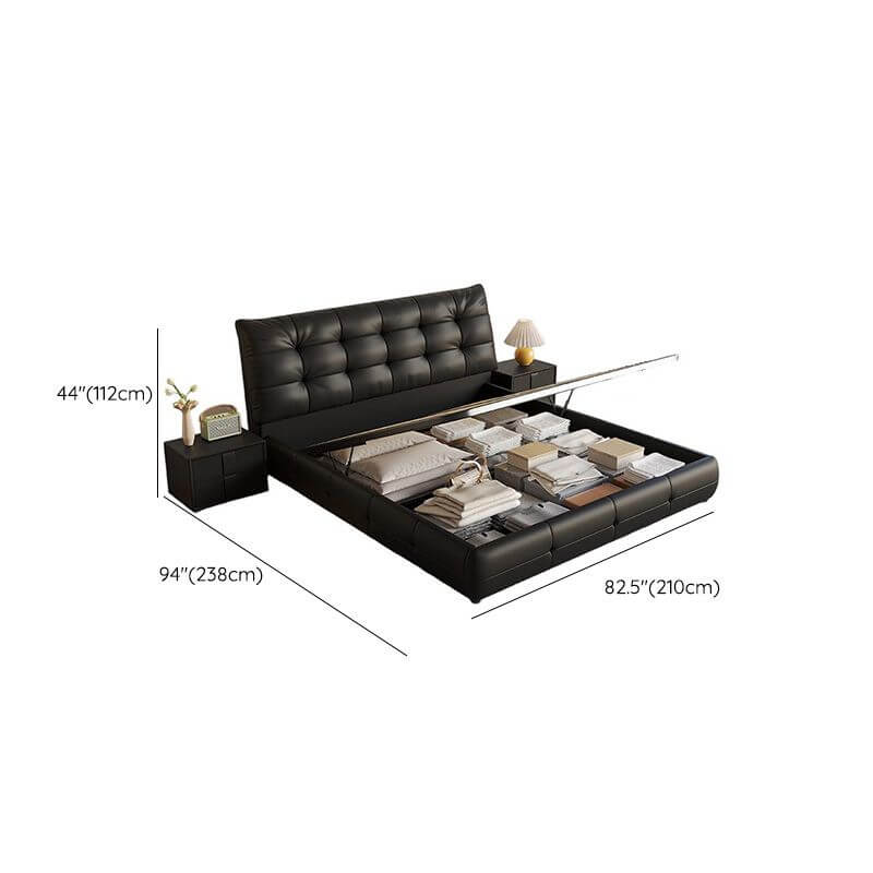 Modern Upholstered Tufted Panel Bed – Black Dimensions