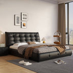 Modern Upholstered Tufted Panel Bed – Black Main Product Image