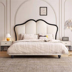 Modern Upholstered White Panel Bed with Headboard