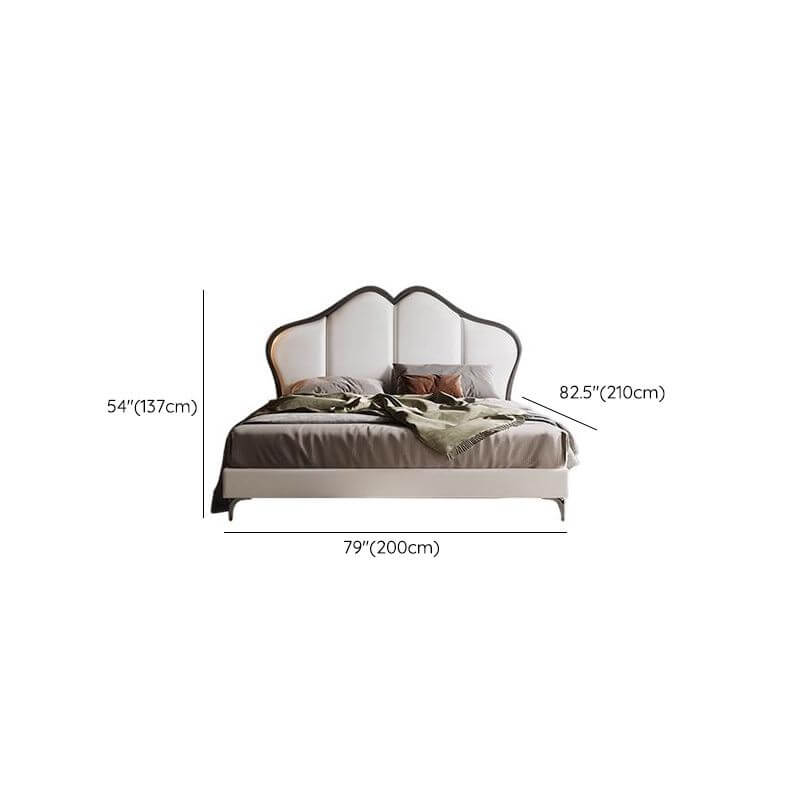 Modern Upholstered White Panel Bed with Headboard Dimensions