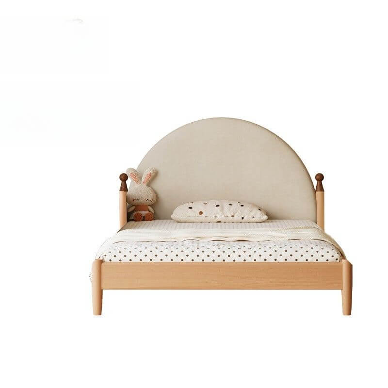 Modern Upholstered Wood Bed with Round Headboard for Kids