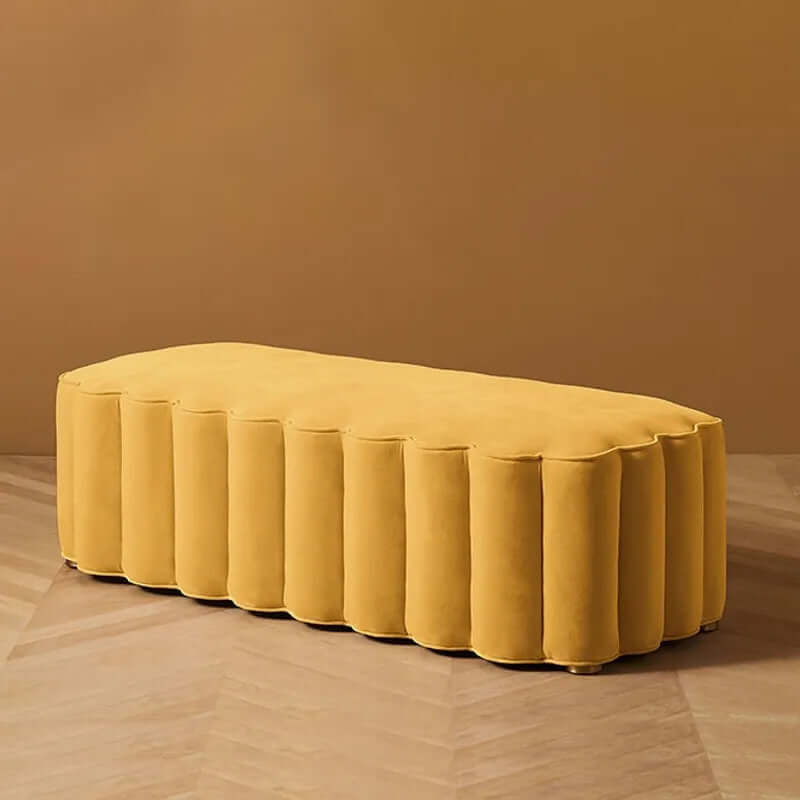 Modern Velvet Ottoman Bench with Gold Metal Legs, Yellow/Pink Main Product Image Hauptbild