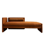Modern Velvet Reclining Chaise Lounge with Square Arms