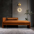 Modern Velvet Reclining Chaise Lounge with Square Arms