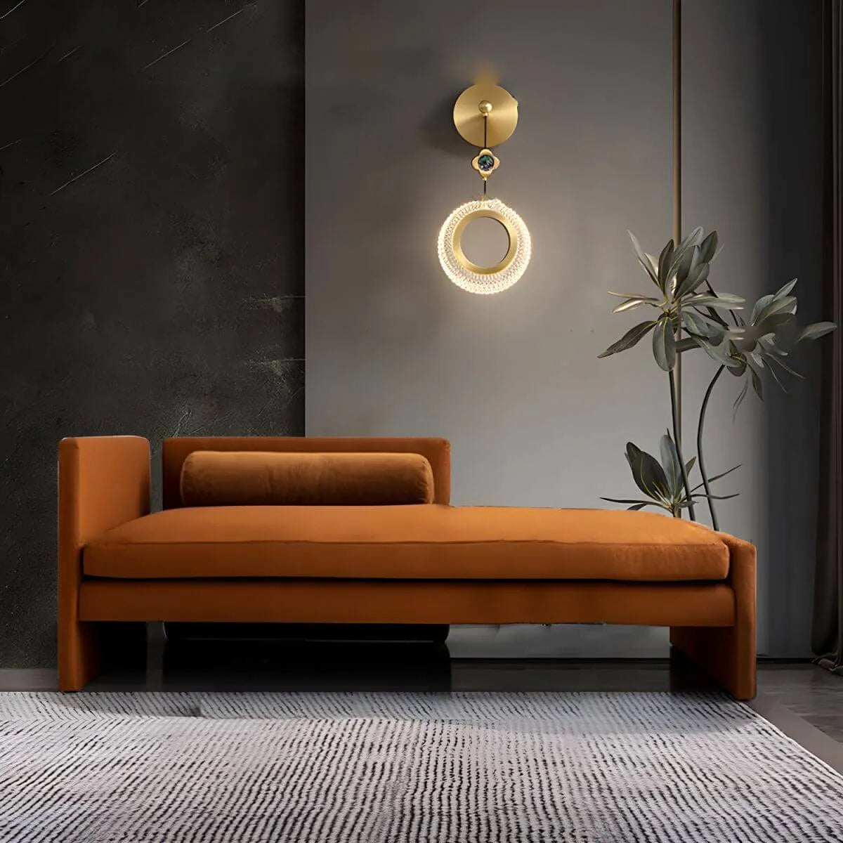 Modern Velvet Reclining Chaise Lounge with Square Arms