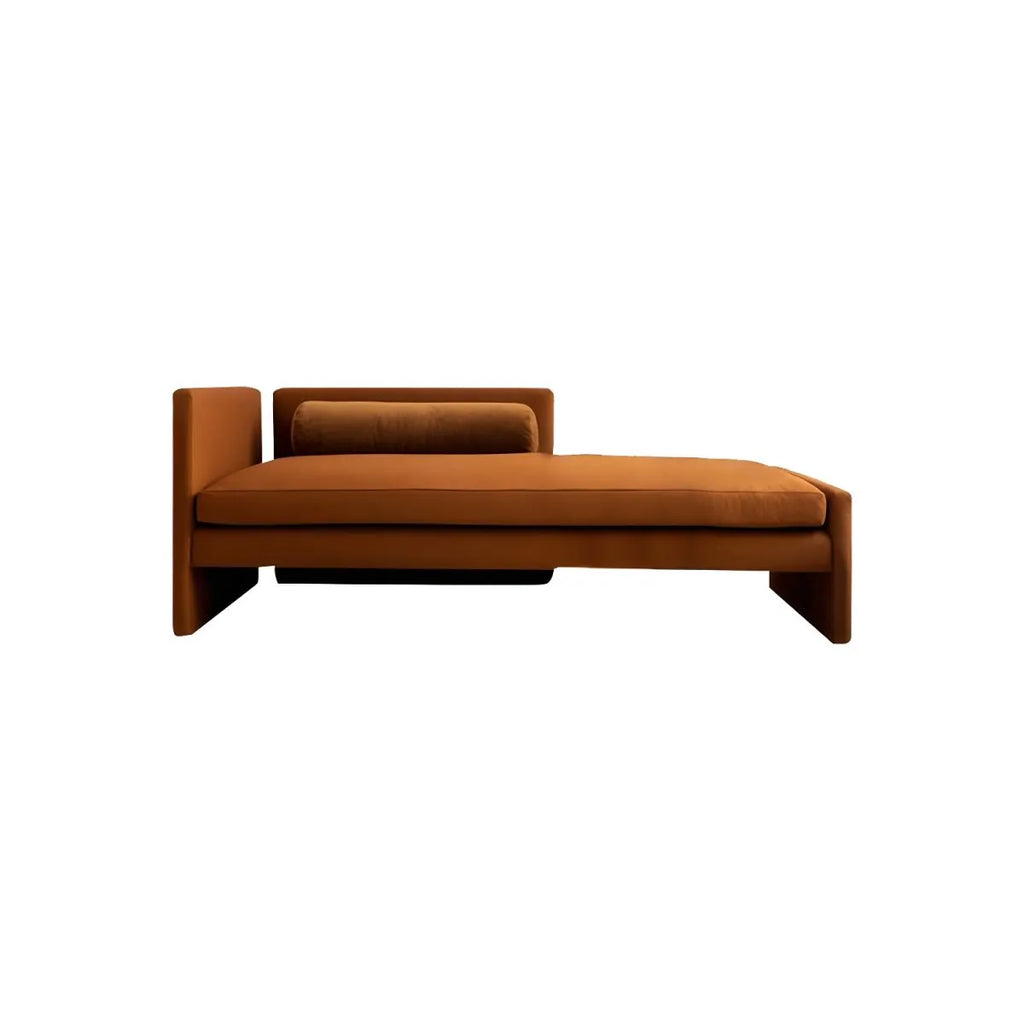 Modern Velvet Reclining Chaise Lounge with Square Arms
