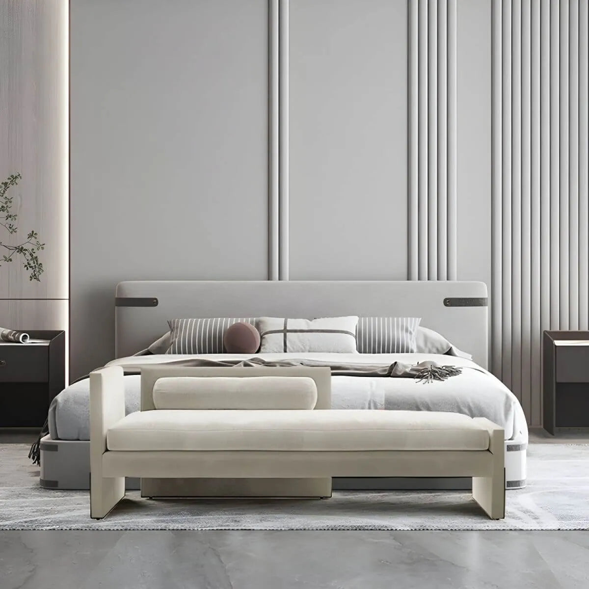 Modern Velvet Reclining Chaise Lounge with Square Arms