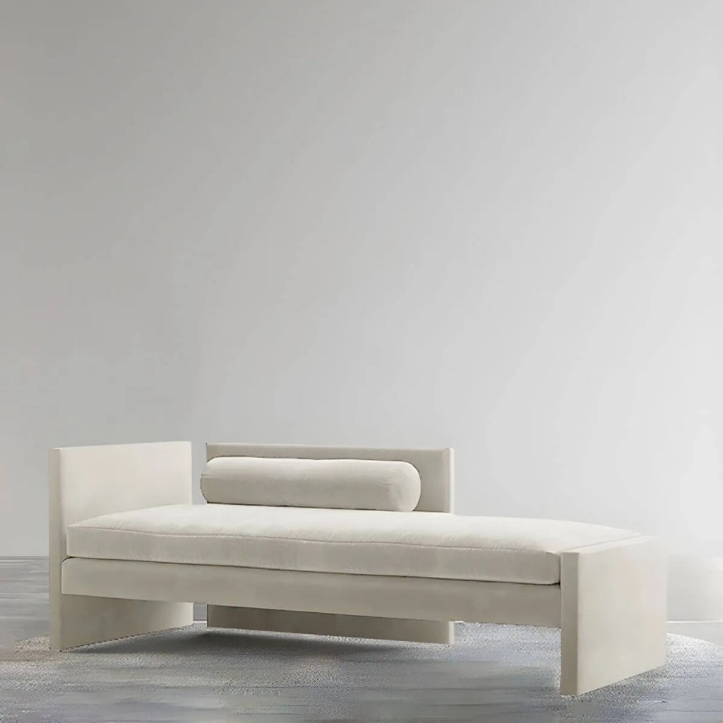 Modern Velvet Reclining Chaise Lounge with Square Arms