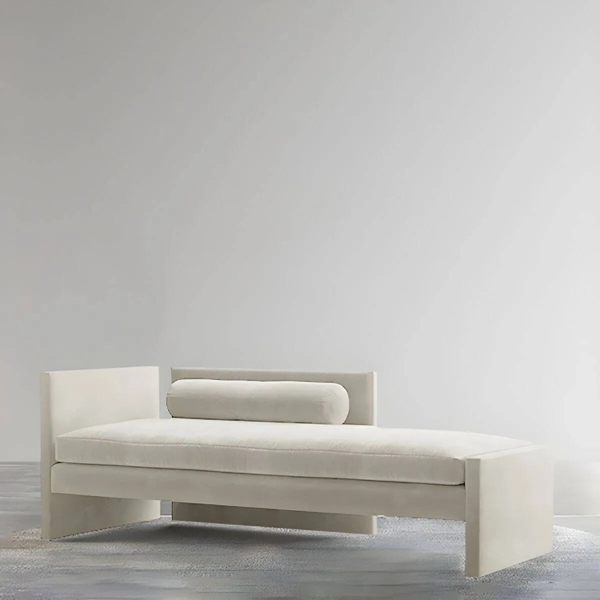 Modern Velvet Reclining Chaise Lounge with Square Arms