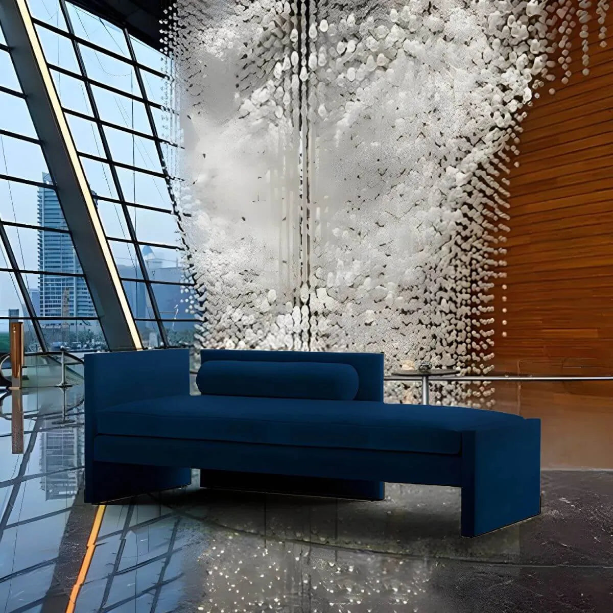 Modern Velvet Reclining Chaise Lounge with Square Arms Main Product Image Image principale du produit