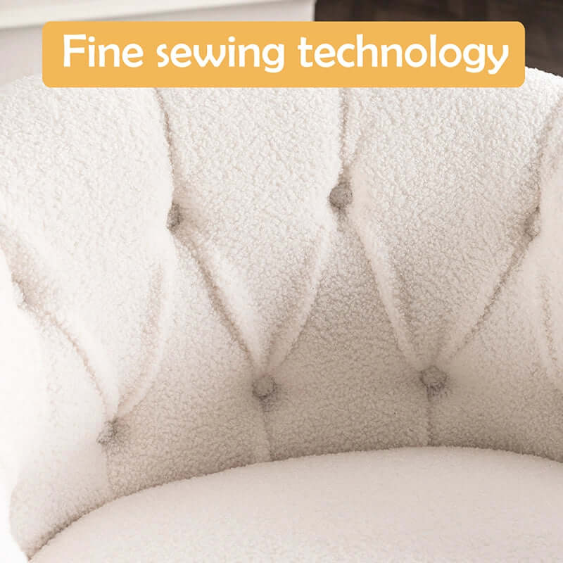 Modern Velvet Swivel Accent Chair with Ottoman - Off-white