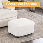 Modern Velvet Swivel Accent Chair with Ottoman - Off-white