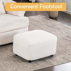 Modern Velvet Swivel Accent Chair with Ottoman - Off-white