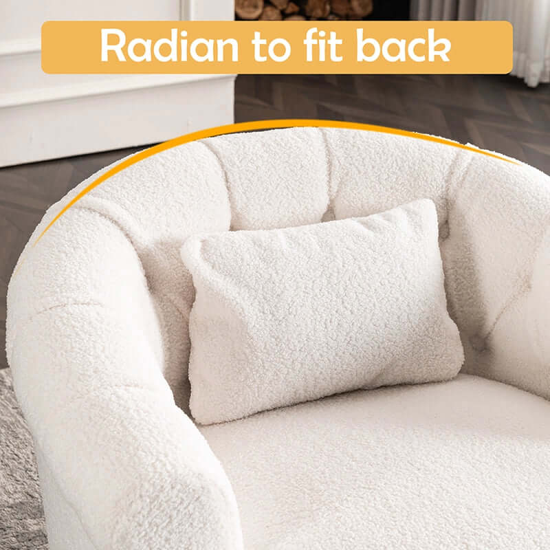 Modern Velvet Swivel Accent Chair with Ottoman - Off-white