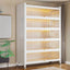 Modern Vertical Metal Bookcase with Glass Doors and LED Lighting