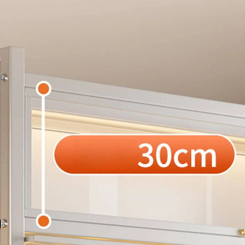 Modern Vertical Metal Bookcase with Glass Doors and LED Lighting