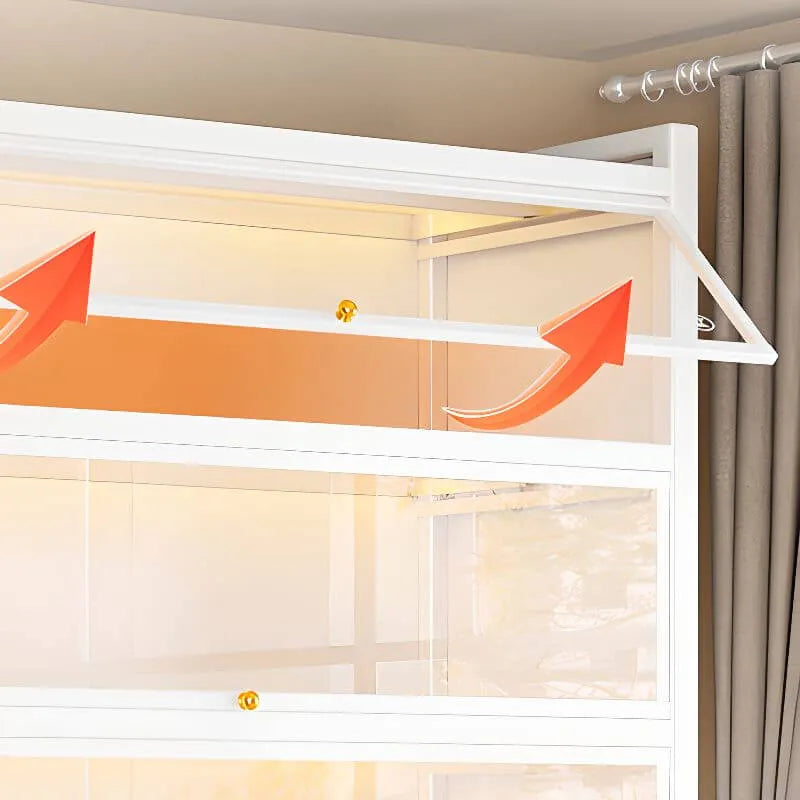 Modern Vertical Metal Bookcase with Glass Doors and LED Lighting Imagen secundaria del producto