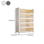 Modern Vertical Metal Bookcase with Glass Doors and LED Lighting Dimensions