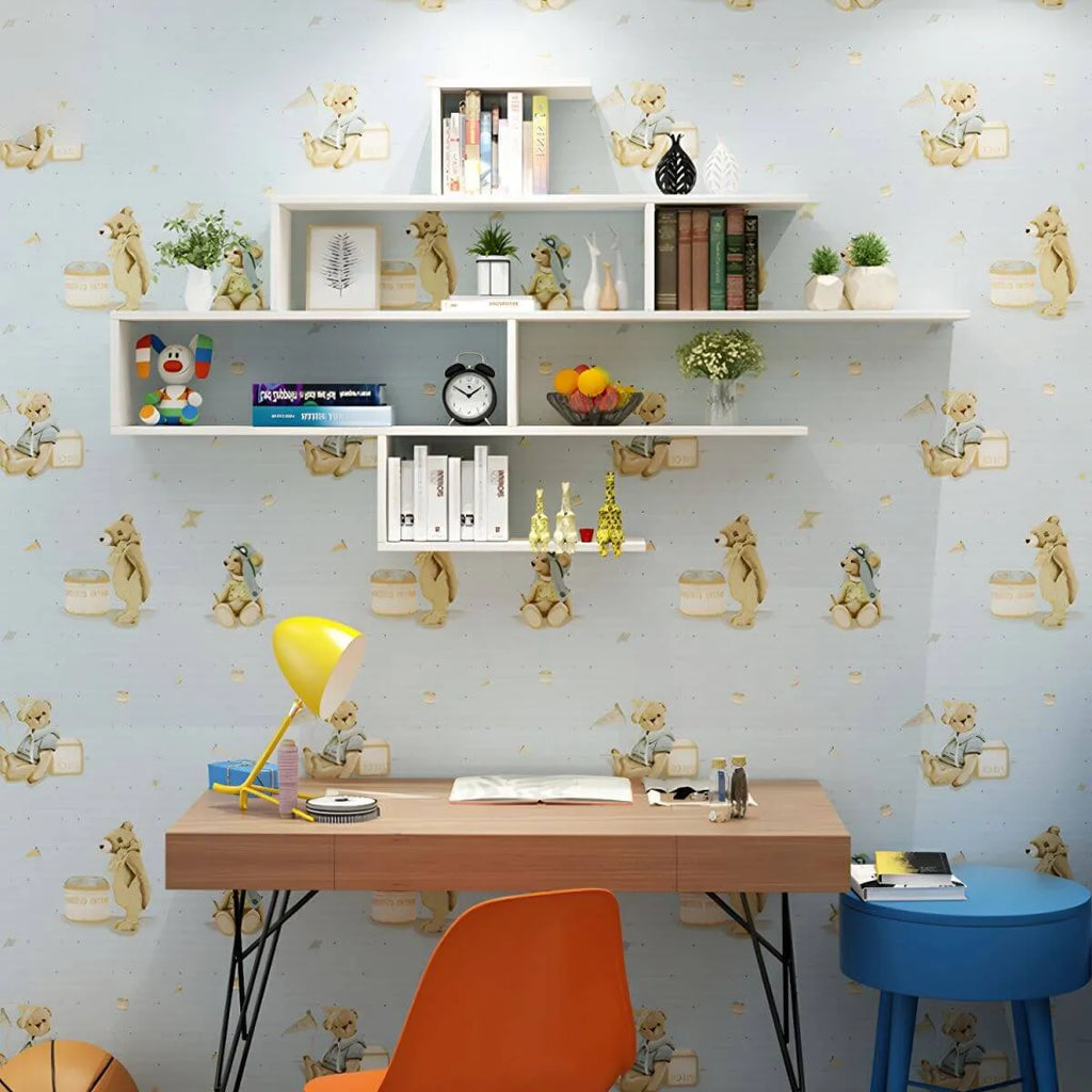 Modern Wall-Mounted Wood Bookshelf with Asymmetrical Shelves