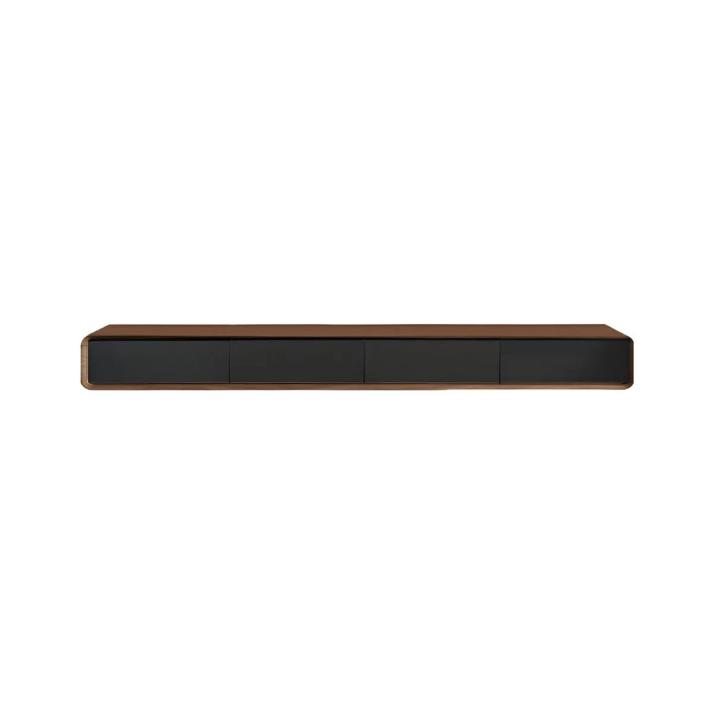 Modern Wall-Mounted Wood TV Stand with Push-Open Drawers