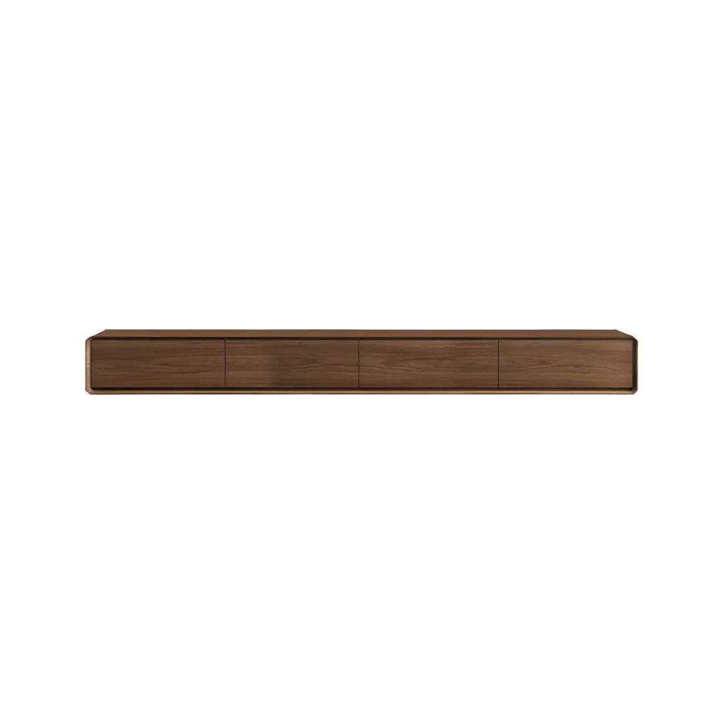 Modern Wall-Mounted Wood TV Stand with Push-Open Drawers